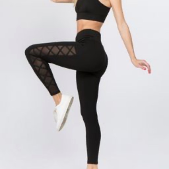 Yelete Pants - Yelete Black Mesh Leggings